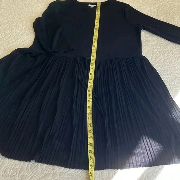 J.Jill Pleated Knit Dress Drawstring Waist Women’s Size Large Black Preppy - Picture 10 of 15